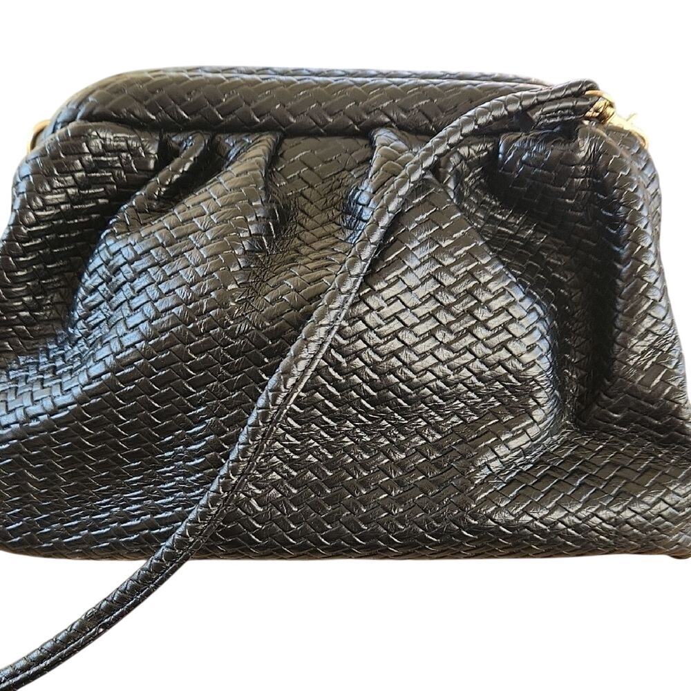 Chic Black Textured Clutch with Gold Hardware by Urban Expressions
